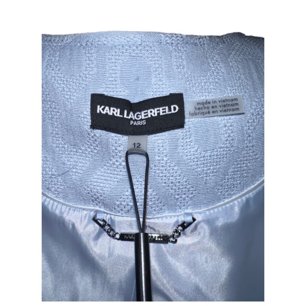 KARL LAGERFELD PARIS WOMEN’S BLUE ZIPPER BLAZER SUIT JACKET - Picture 8 of 9